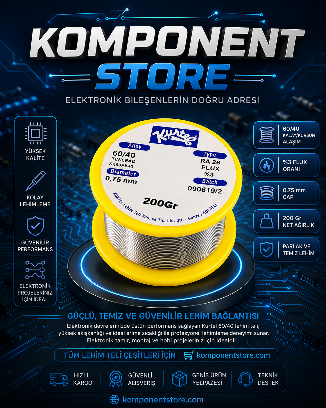 KURTEL LEHİM TELİ 200 GRAM 0,75MM