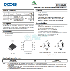 DMC3025LSD 6.5A/4.2A 30V N-CH/P-CH
