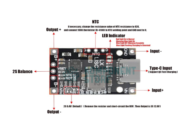 2S 3S Type-C Lityum Pil Şarj Modülü 15W 8.4V 12.6V 1.5A