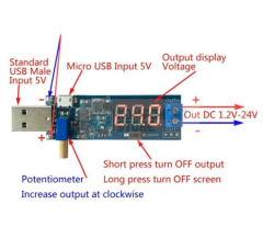 USB Voltaj Yükseltici Step Up Gerilim Yükseltici (5V to 3.3V-24V)
