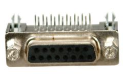 15 Pin 90 Derece Dişi D-Sub Konnektör